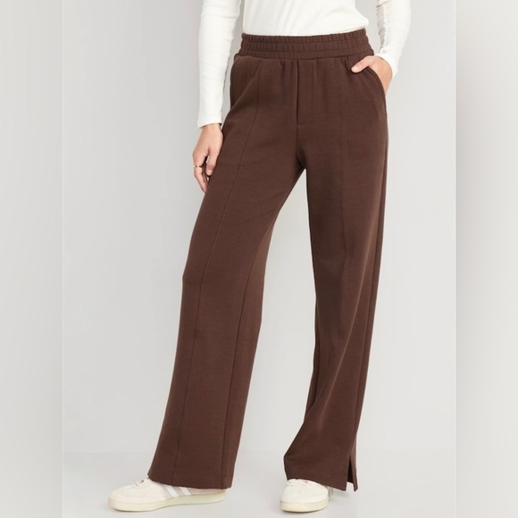 NWT! French Roast High-Waisted Dynamic Fleece Wide-Leg Trouser Pants - Picture 1 of 8
